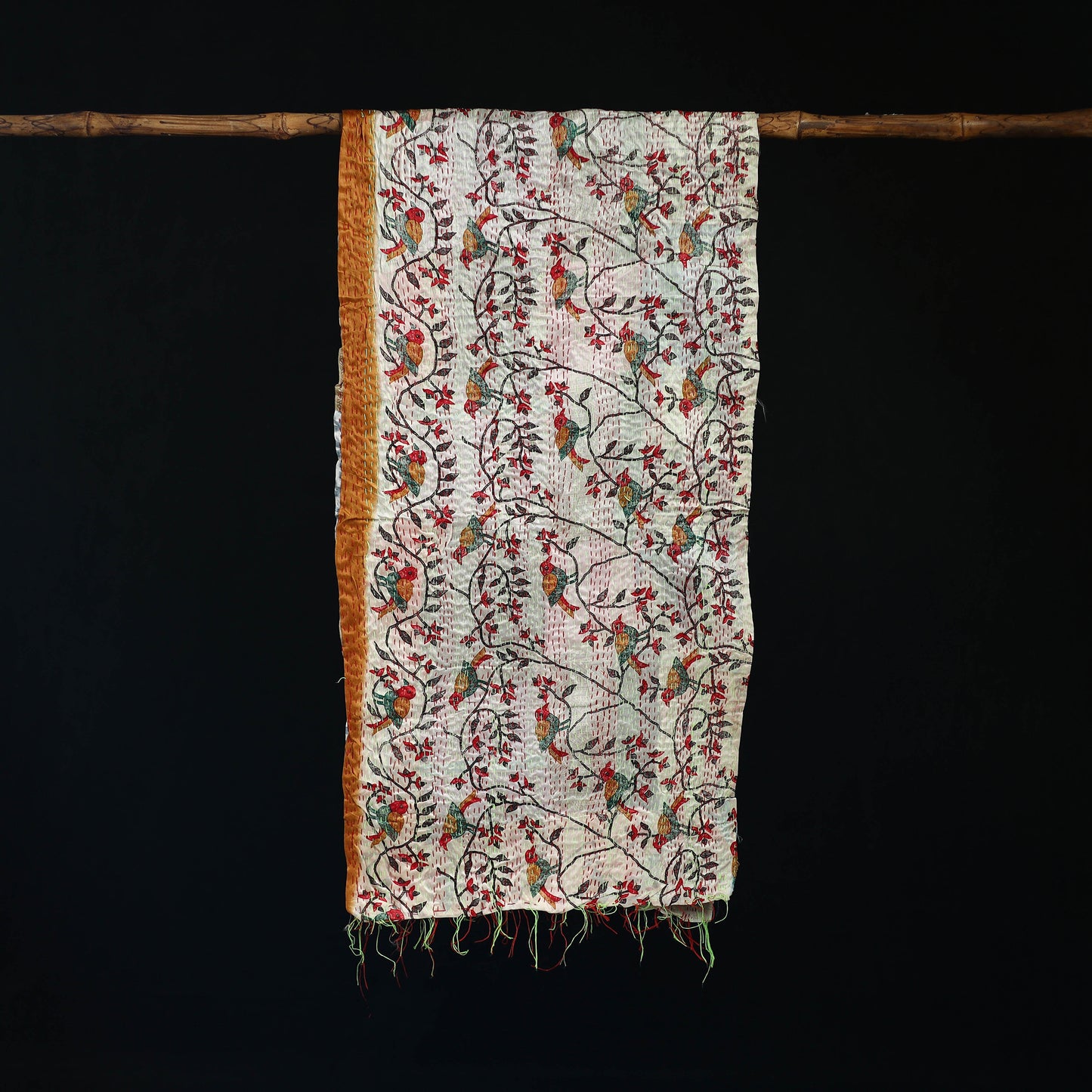 Bengal Kantha Handwork Patchwork Reversible Silk Stole 185