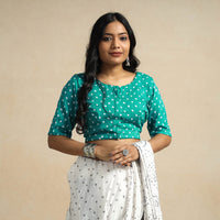 Green - Bandhani Tie Dye Cotton Stitched Blouse