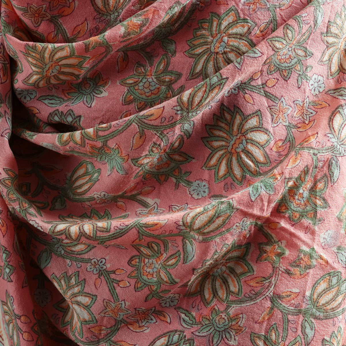 Floral Sanganeri Print Pure Merino Wool Handwoven Shawl 03