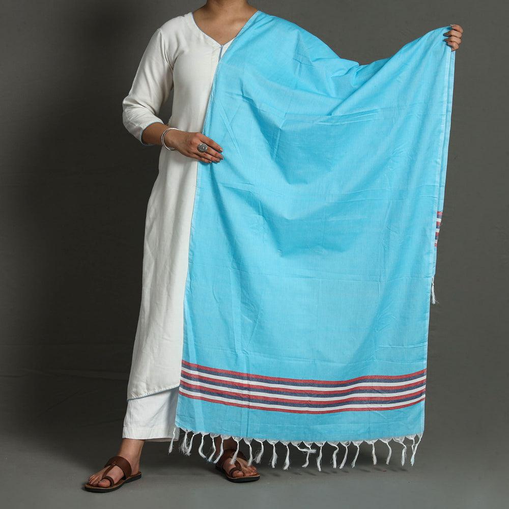 Blue - Chendamangalam Kuriappilly Handloom Cotton Dupatta 06