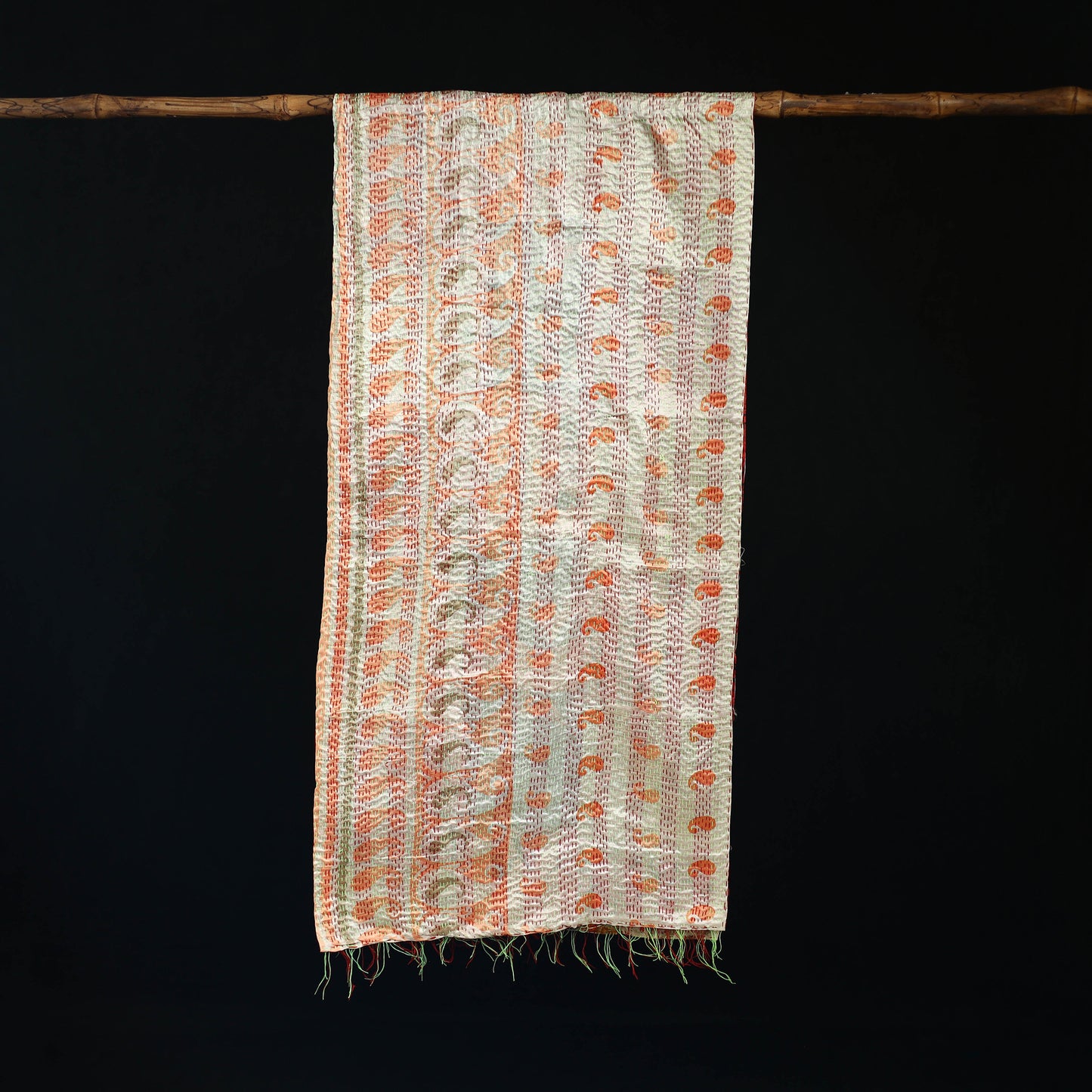 Bengal Kantha Handwork Patchwork Reversible Silk Stole 181
