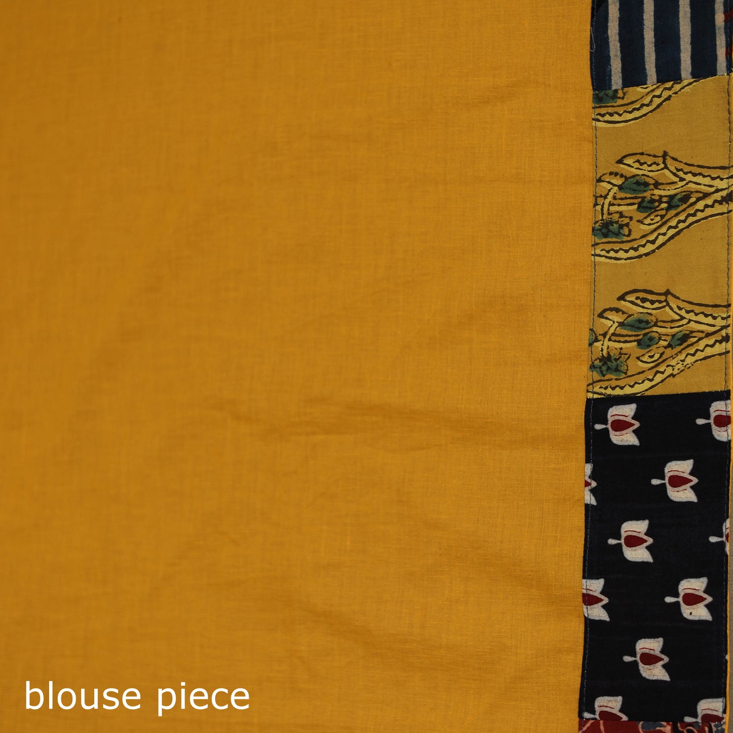 Ajrakh Hand Block Print Patchwork Pure Mul Cotton Saree 18