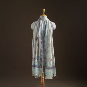 Floral Sanganeri Print Pure Merino Wool Handwoven Shawl 04