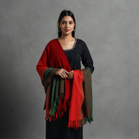 Red - Kumaun Handwoven Pure Merino Wool Shawl for Women 115