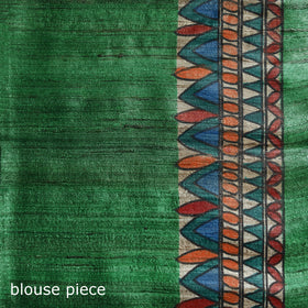 Green - Madhubani Handpainted Pure Ghicha Tussar Silk Handloom Saree 08