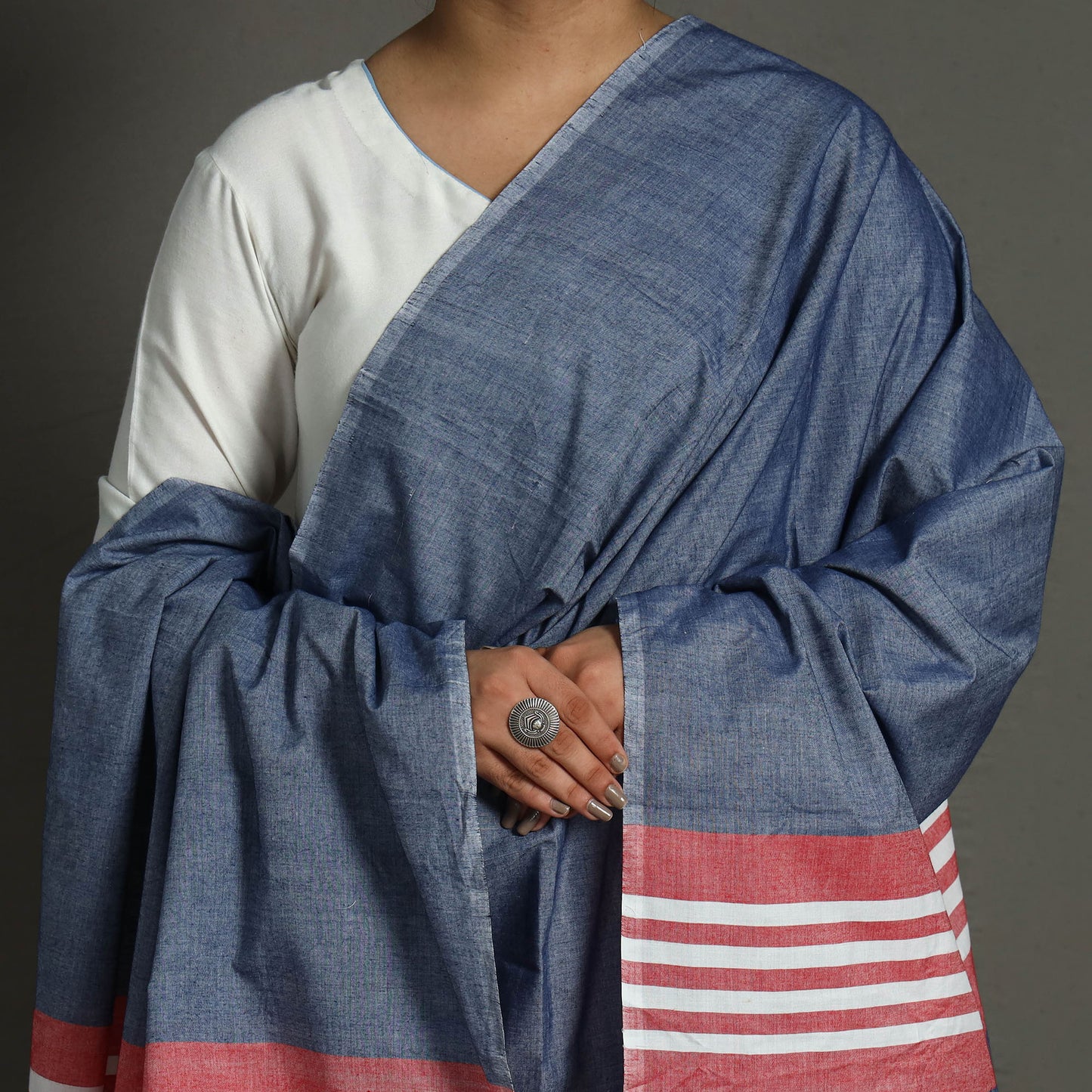 Blue - Chendamangalam Kuriappilly Handloom Cotton Dupatta 07