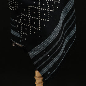 Kutch Handwoven Bandhani Mirror Work Merino Wool Shawl 17