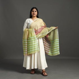  Multicolor Handwoven Kota Doria Silk Cotton Dupatta