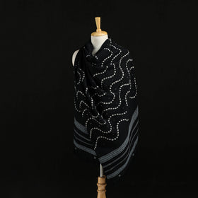 Kutch Handwoven Bandhani Mirror Work Merino Wool Shawl 18