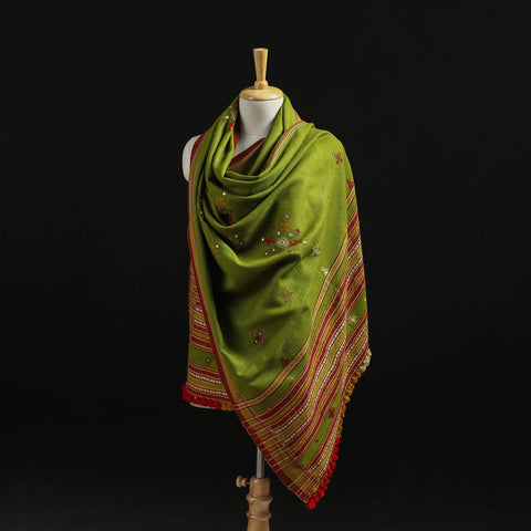 Kutch Handwoven Mirror Work Chomuk Buta Acrylic Wool Shawl 12