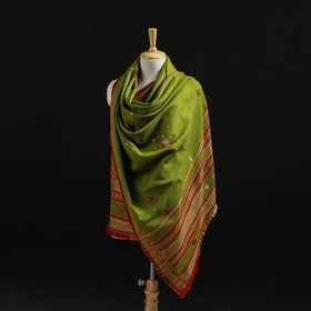 Kutch Handwoven Mirror Work Chomuk Buta Acrylic Wool Shawl 12