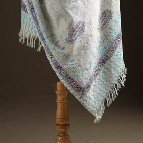 Floral Sanganeri Print Pure Merino Wool Handwoven Shawl 04