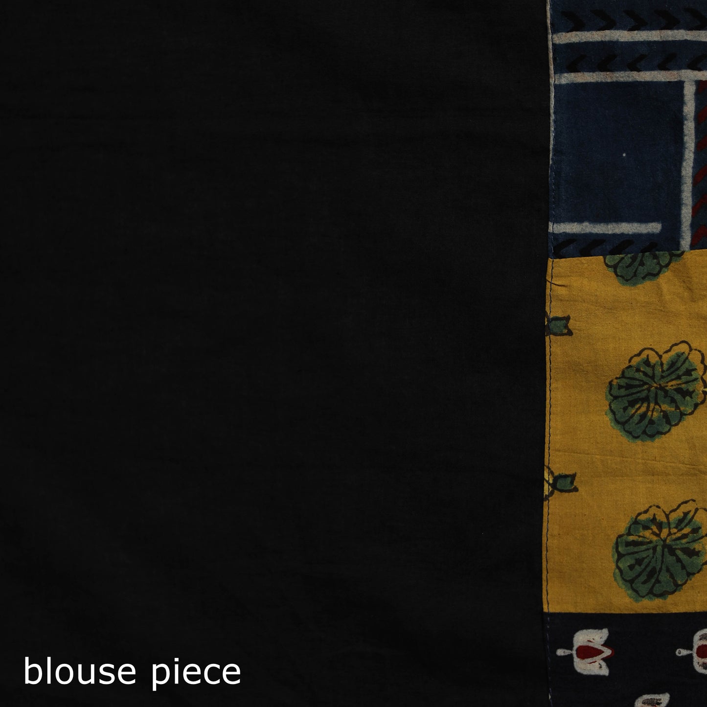 Ajrakh Hand Block Print Patchwork Pure Mul Cotton Saree 19