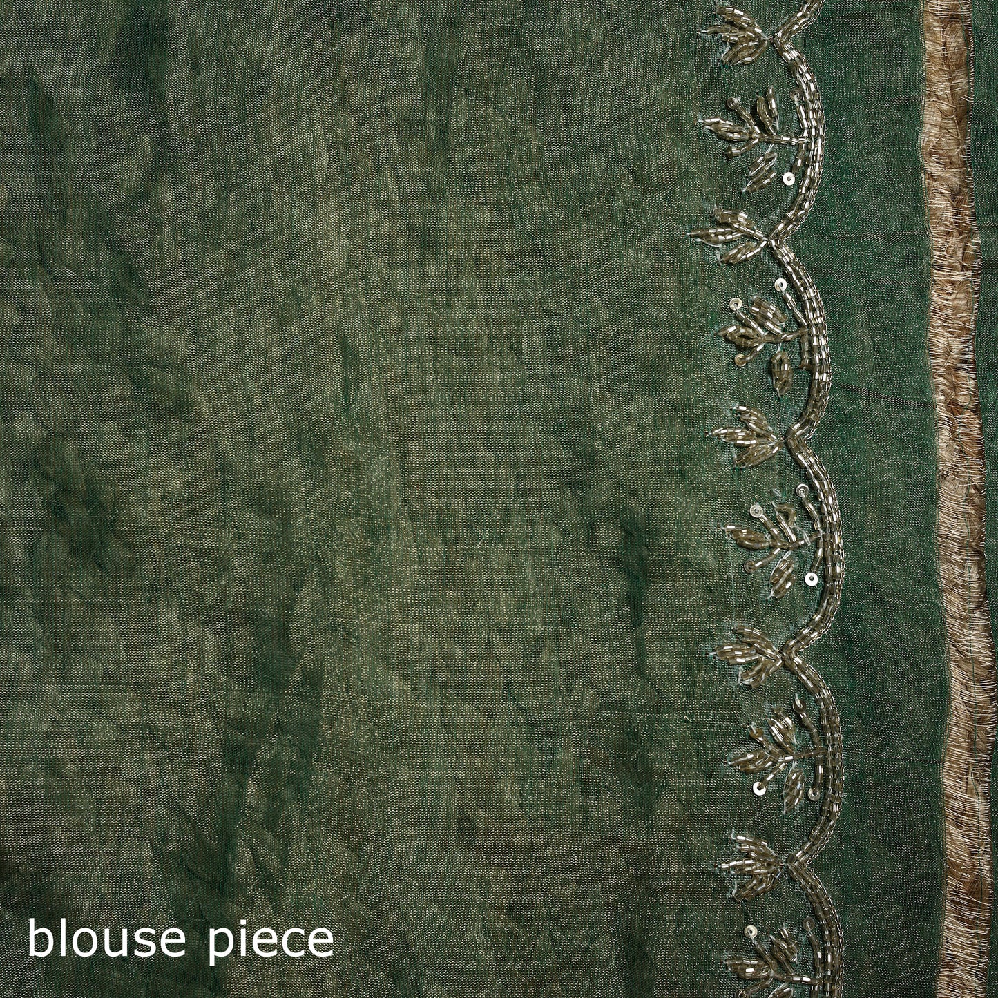Pure Handloom Tissue Zari Buti Bead Work Katan Silk Chanderi Saree 04