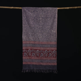 Handwoven Merino Wool Natural Dyed Hand Block Bagh Print Stole 18