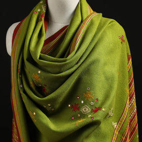 Kutch Handwoven Mirror Work Chomuk Buta Acrylic Wool Shawl 12