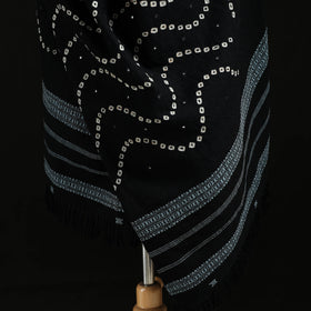 Kutch Handwoven Bandhani Mirror Work Merino Wool Shawl 18