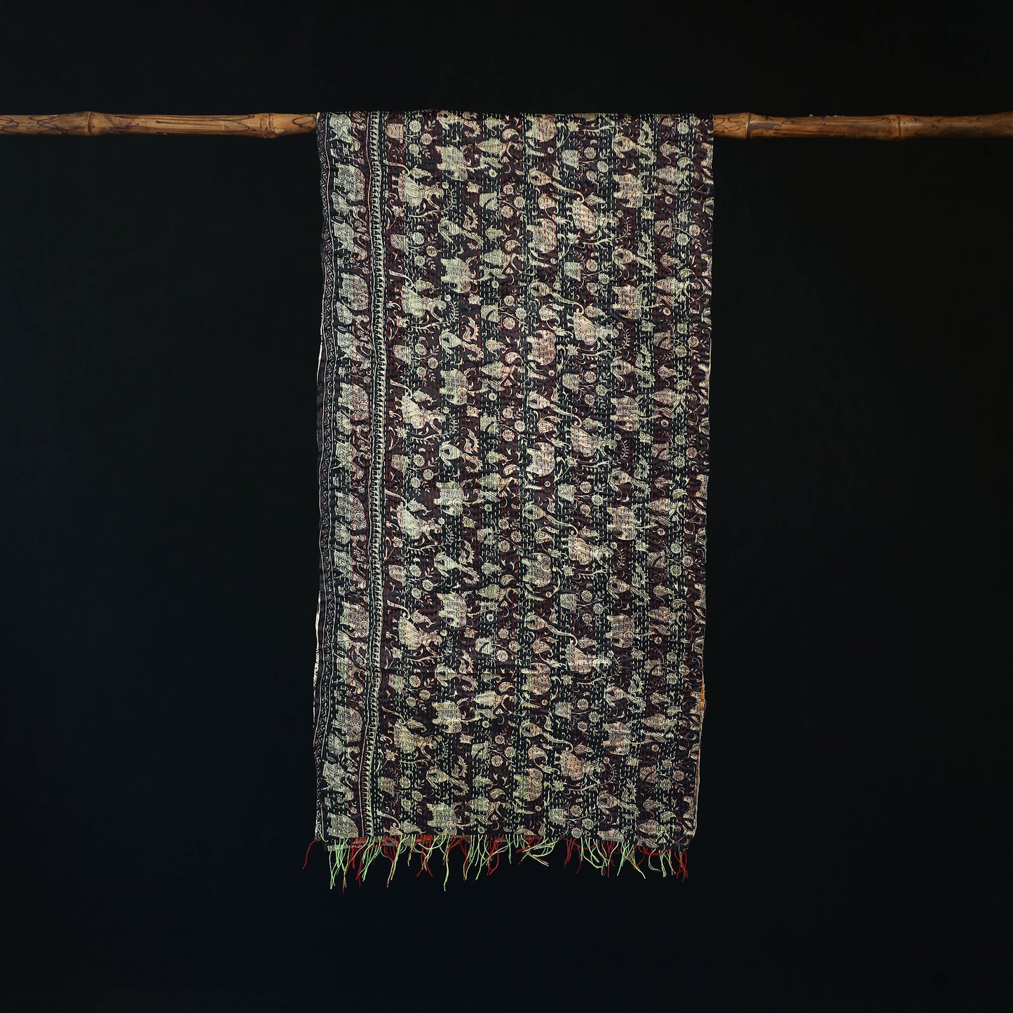 Bengal Kantha Handwork Patchwork Reversible Silk Stole 173