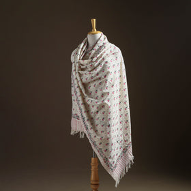 Floral Sanganeri Print Pure Merino Wool Handwoven Shawl 06