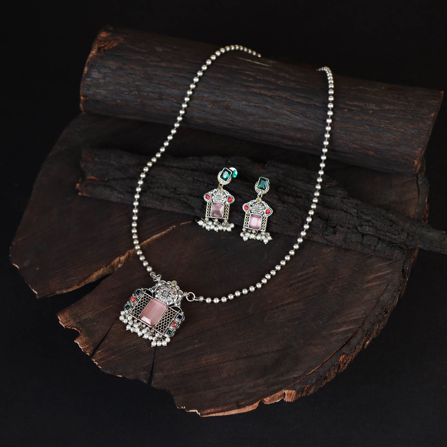 Saanjh Saaj Classic German Silver Necklace Set