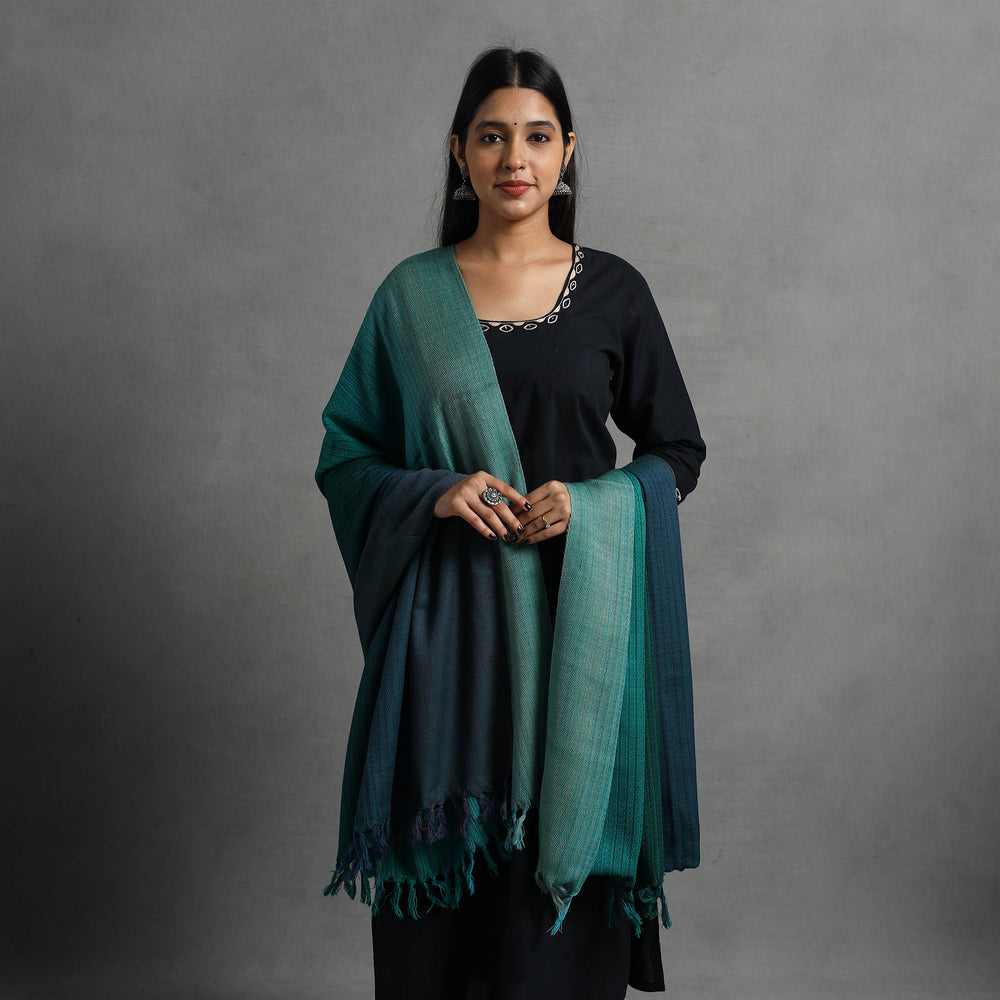 Green - Kumaun Handwoven Pure Merino Wool Shawl for Women 116