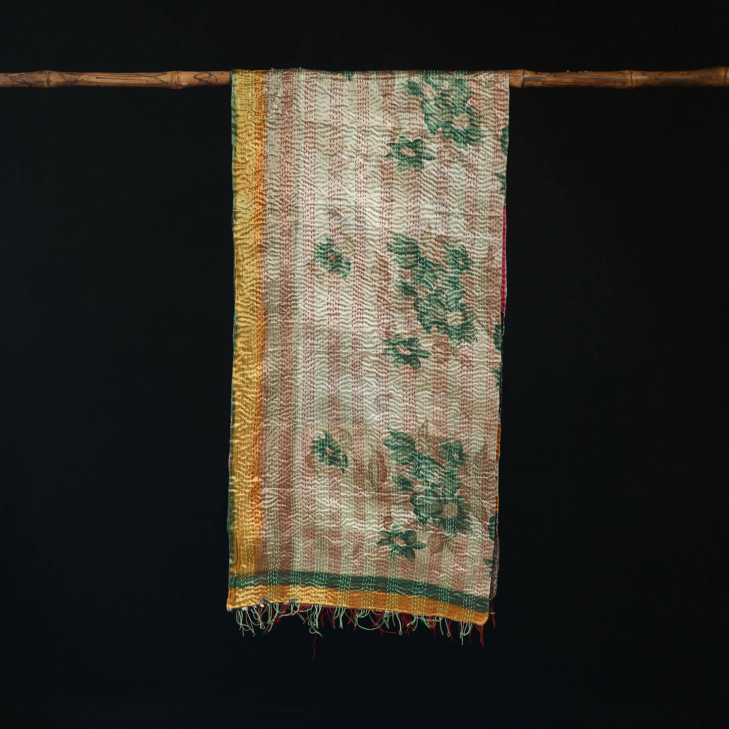 Bengal Kantha Handwork Patchwork Reversible Silk Stole 172