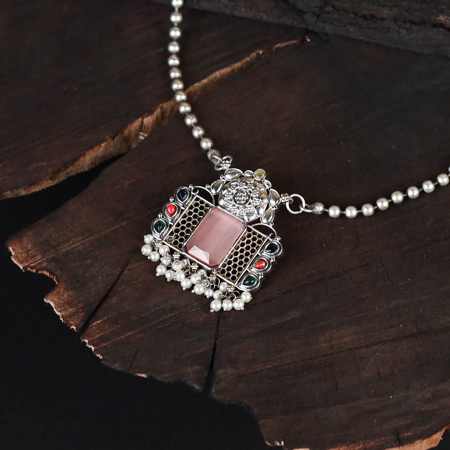 Saanjh Saaj Classic German Silver Necklace Set