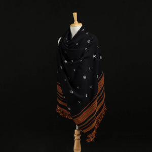 Black - Kutch Handwoven Bandhani Merino Wool Shawl 23