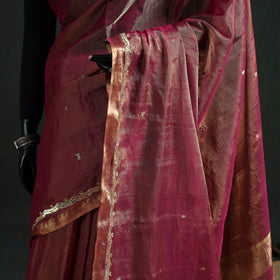 Pure Handloom Tissue Zari Buti Bead Work Katan Silk Chanderi Saree 05