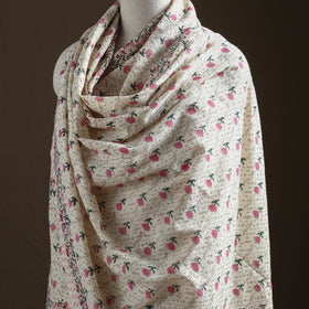 Floral Sanganeri Print Pure Merino Wool Handwoven Shawl 06