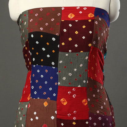 Multicolor - Bandhani Tie-Dye Patchwork Cotton Kurta Material - (2.5 meter) 17
