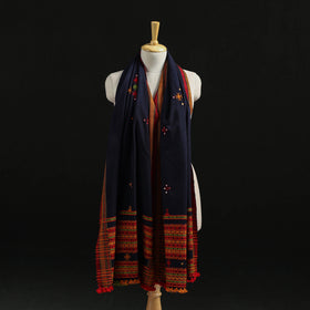 Kutch Handwoven Mirror Work Chomuk Buta Acrylic Wool Shawl 13