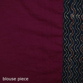 Ajrakh Hand Block Print Tagai & Mirror Patchwork Pure Mul Cotton Saree 10