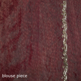 Pure Handloom Tissue Zari Buti Bead Work Katan Silk Chanderi Saree 05