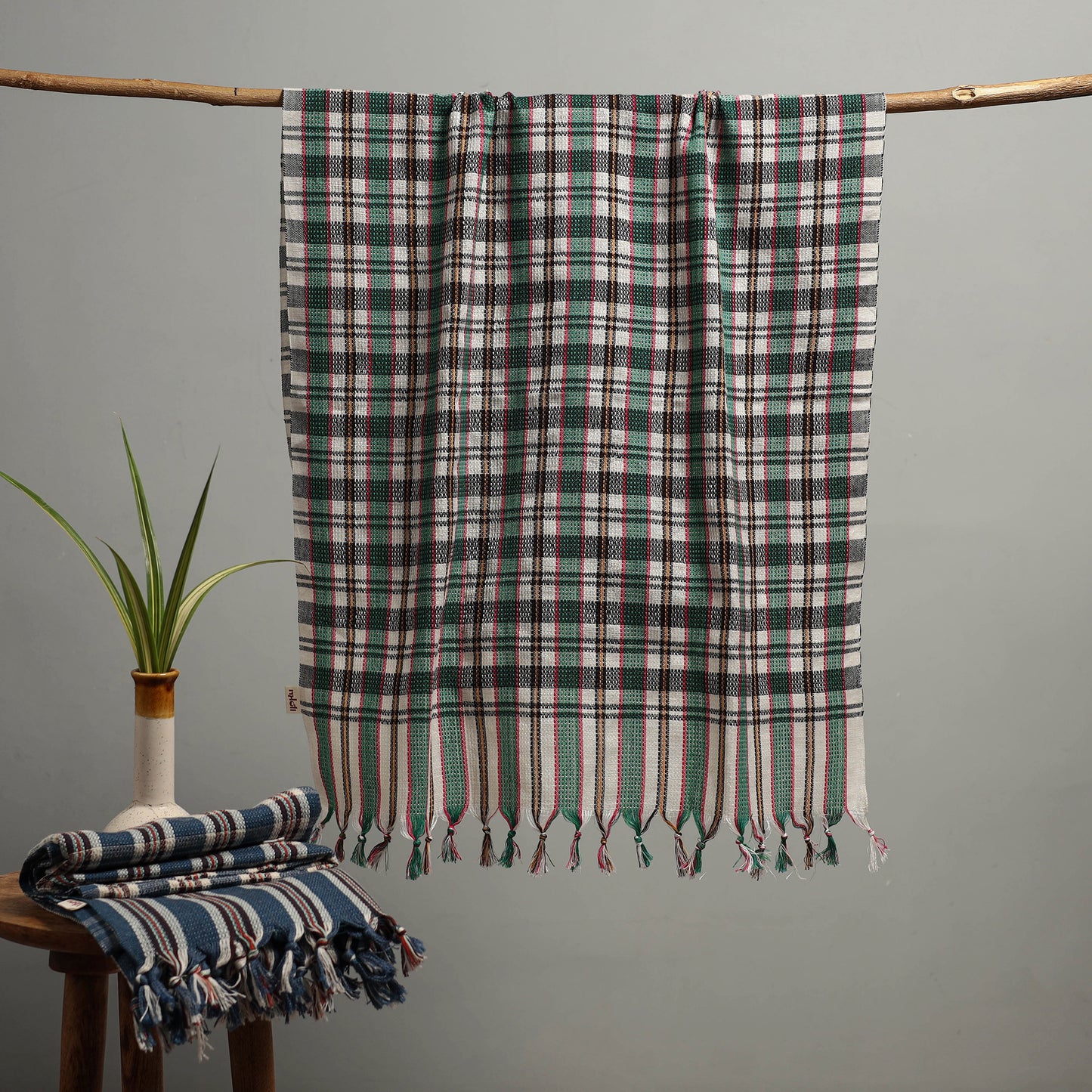 Handloom Fine Cotton Checks Bath Towel  70