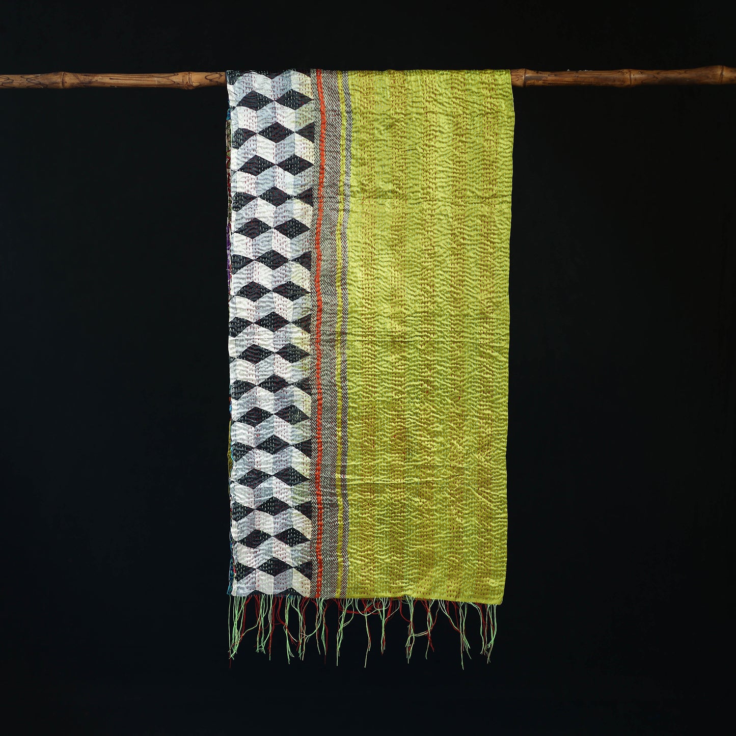 Bengal Kantha Handwork Patchwork Reversible Silk Stole 169