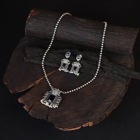 Blue - saanjh saaj classic german silver necklace set 43