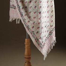 Floral Sanganeri Print Pure Merino Wool Handwoven Shawl 06