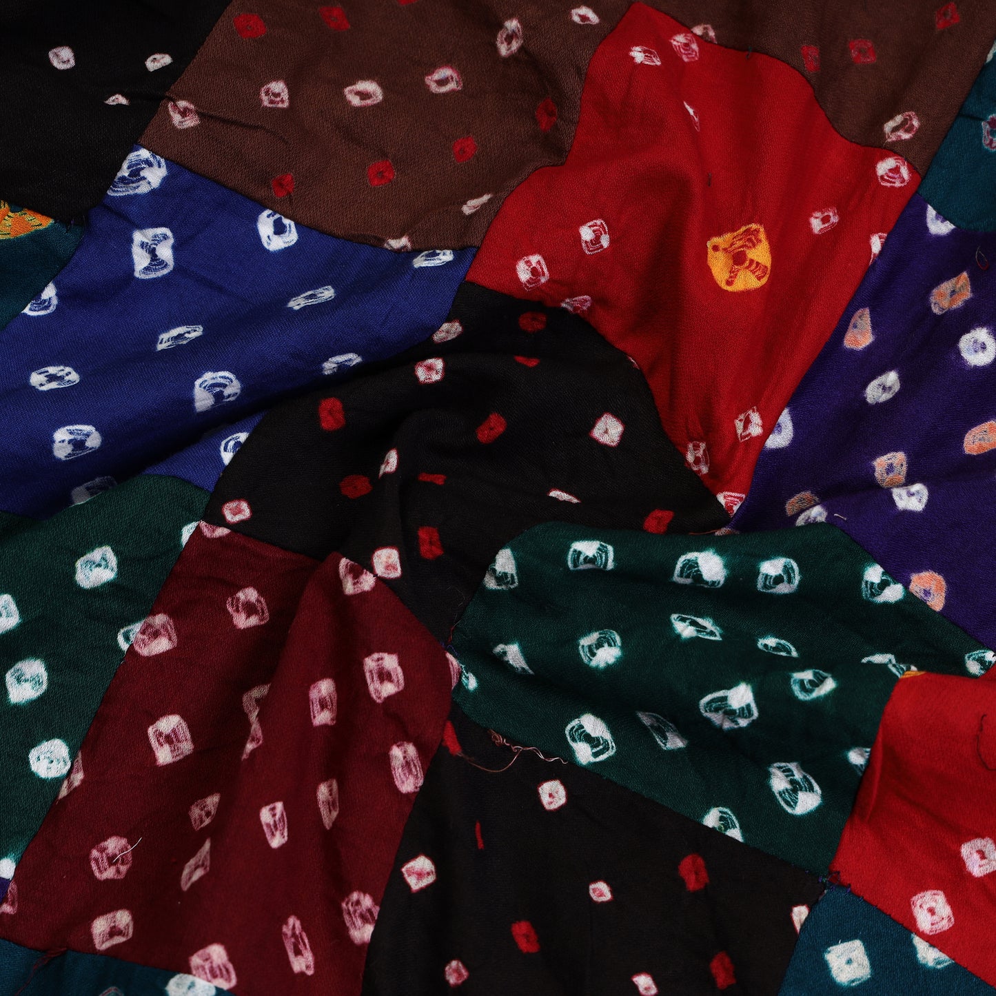 Multicolor - Bandhani Tie-Dye Patchwork Cotton Kurta Material - (2.3 meter) 18