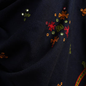 Kutch Handwoven Mirror Work Chomuk Buta Acrylic Wool Shawl 13