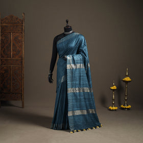 Ghicha Tussar Silk Bhagalpuri Pure Handwoven Saree with Zari Border 01