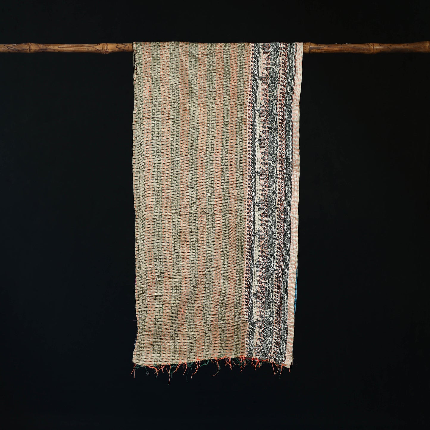 Bengal Kantha Handwork Patchwork Reversible Silk Stole 167