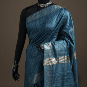 Ghicha Tussar Silk Bhagalpuri Pure Handwoven Saree with Zari Border 01