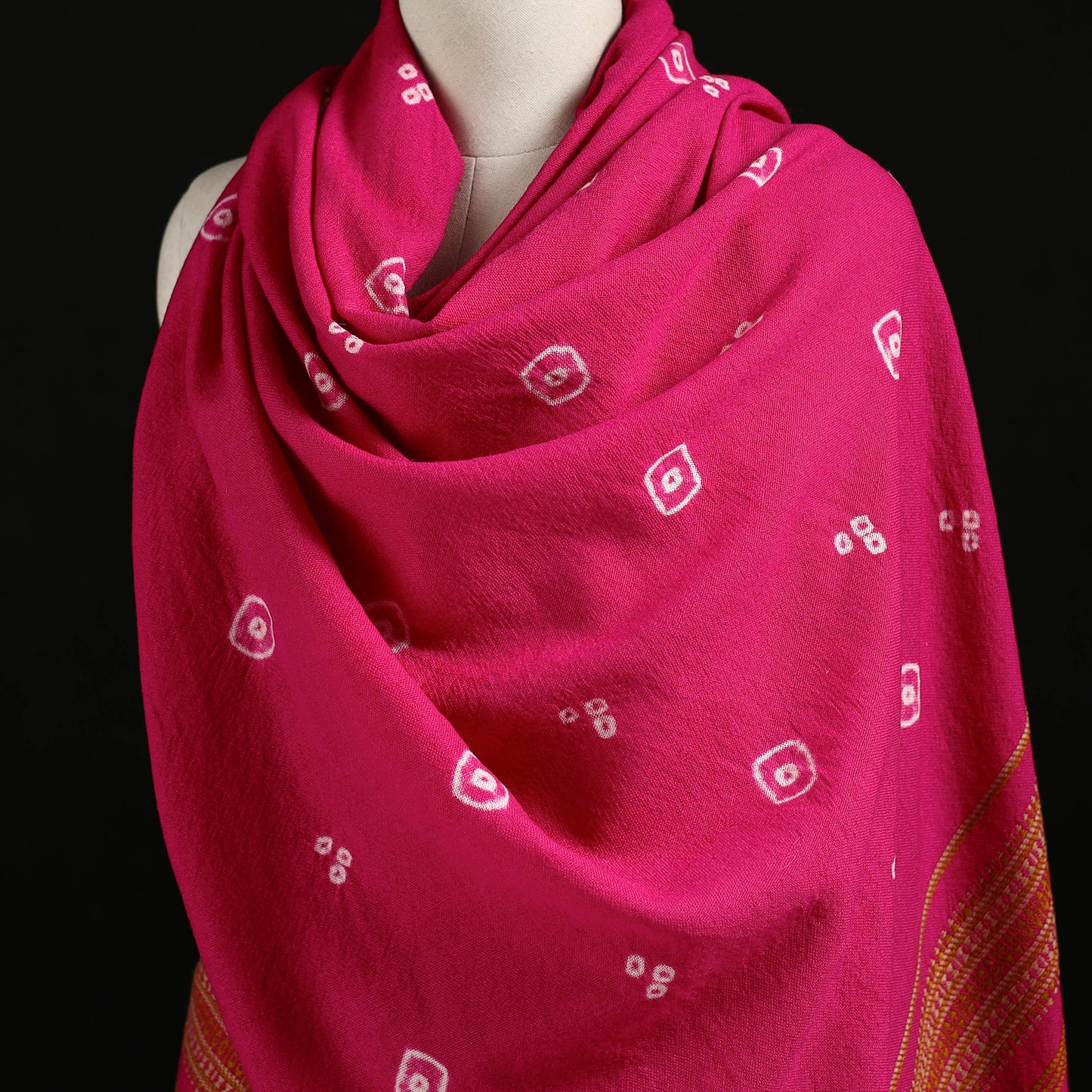 Kutch Handwoven Bandhani Merino Wool Shawl 24