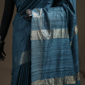 Ghicha Tussar Silk Bhagalpuri Pure Handwoven Saree with Zari Border 01