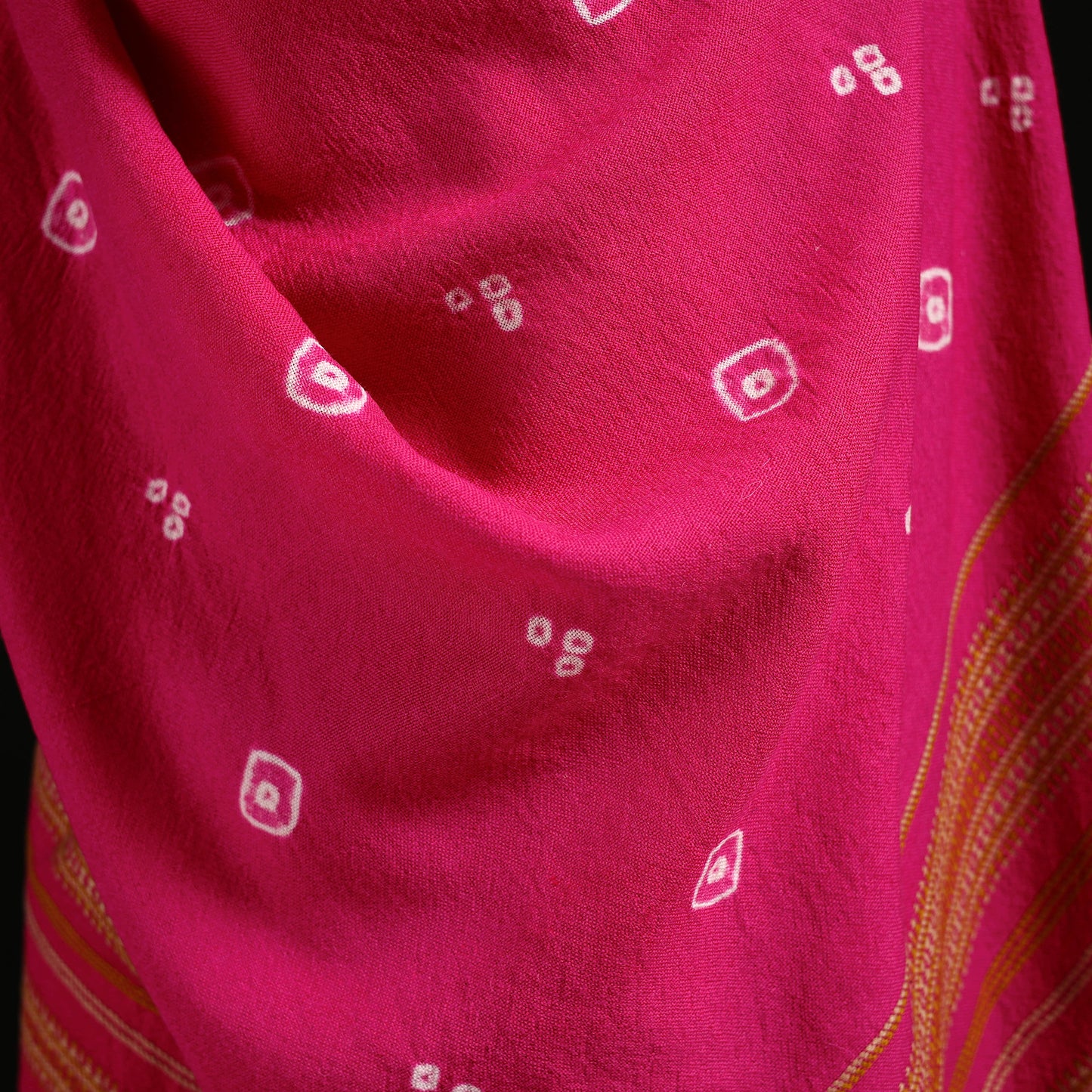 Kutch Handwoven Bandhani Merino Wool Shawl 24