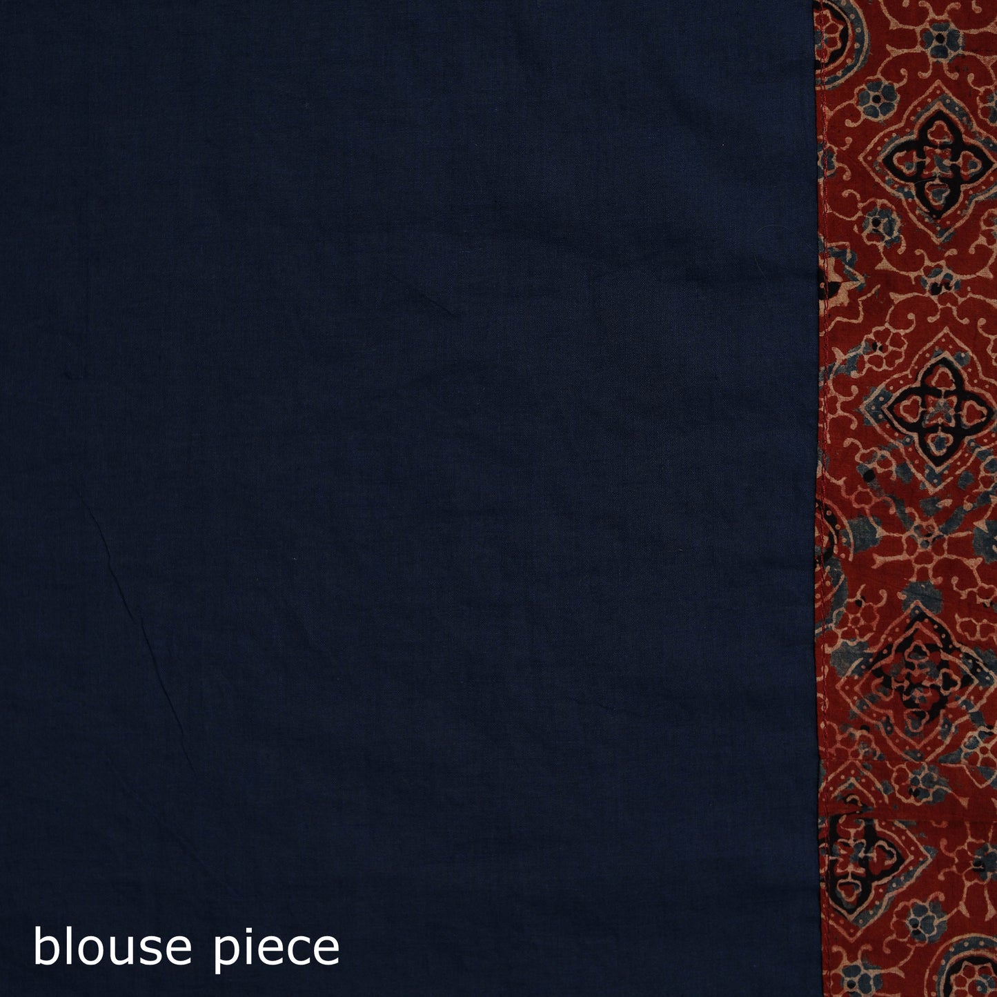 Ajrakh Hand Block Print Tagai & Mirror Patchwork Pure Mul Cotton Saree 03
