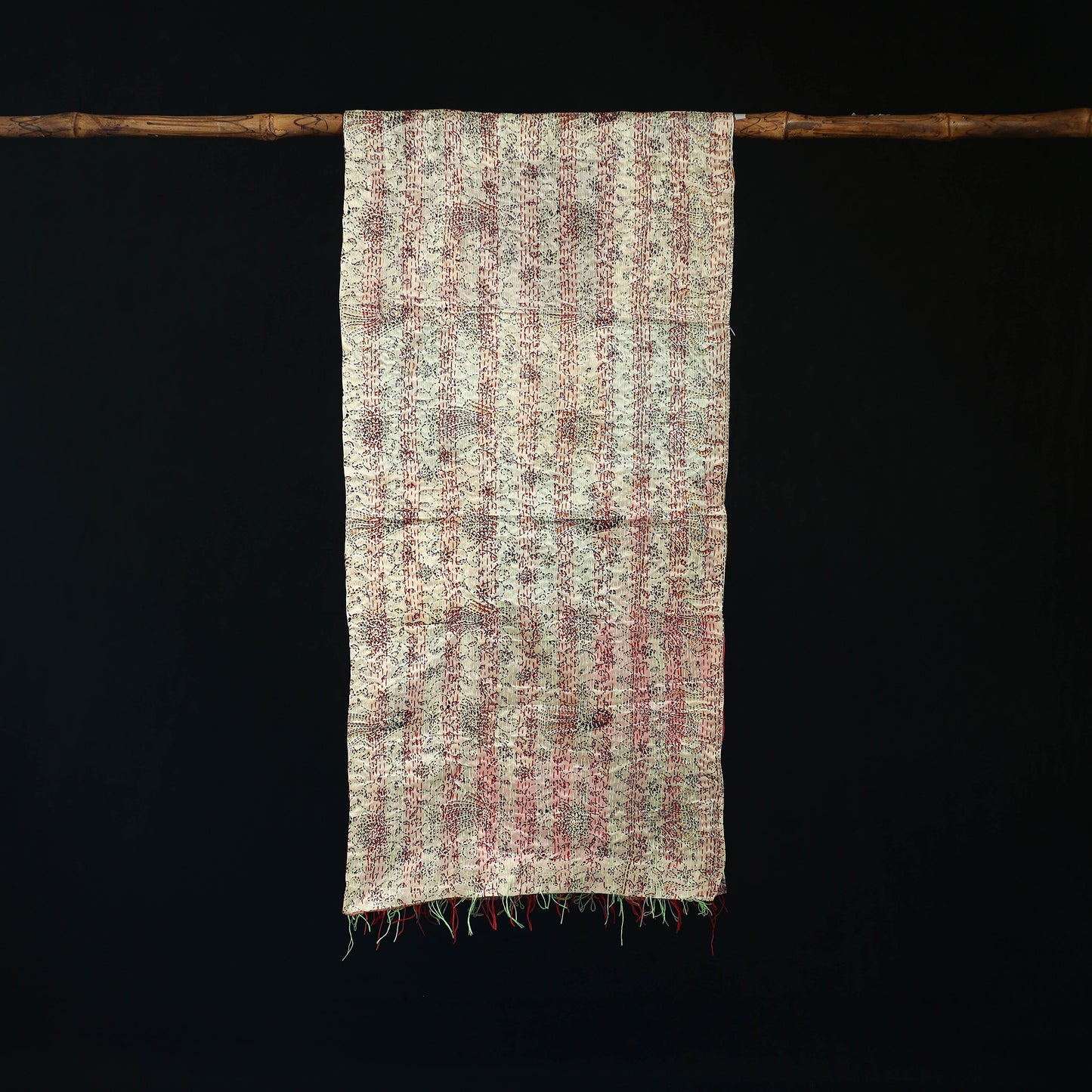 Bengal Kantha Handwork Patchwork Reversible Silk Stole 164