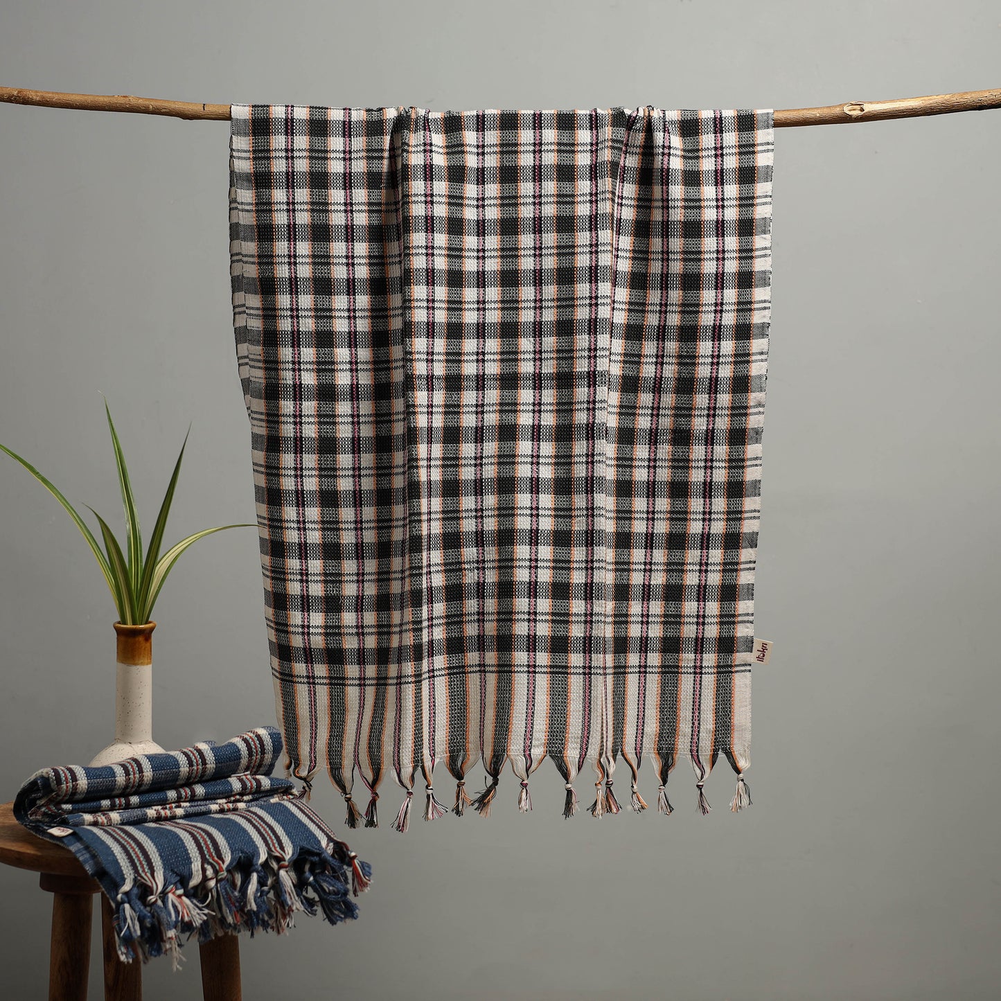 Handloom Fine Cotton Checks Bath Towel  72