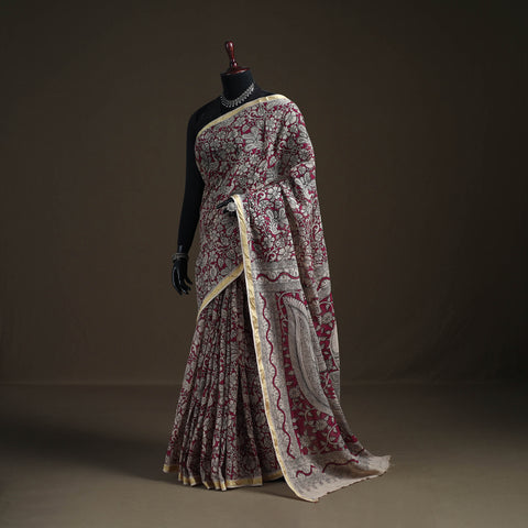 Kalamkari Printed Kota Doria Cotton Saree 01